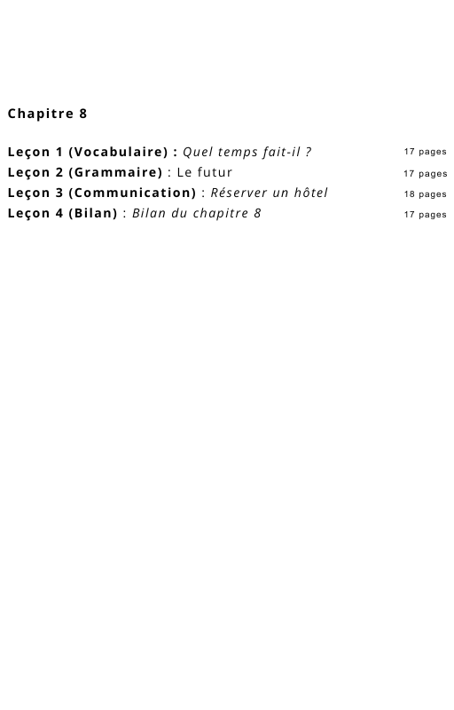 Ressources FLE prêt à l’emploi - Gagnez du temps_Chapitre 8 A1.2 (17 ans et +)