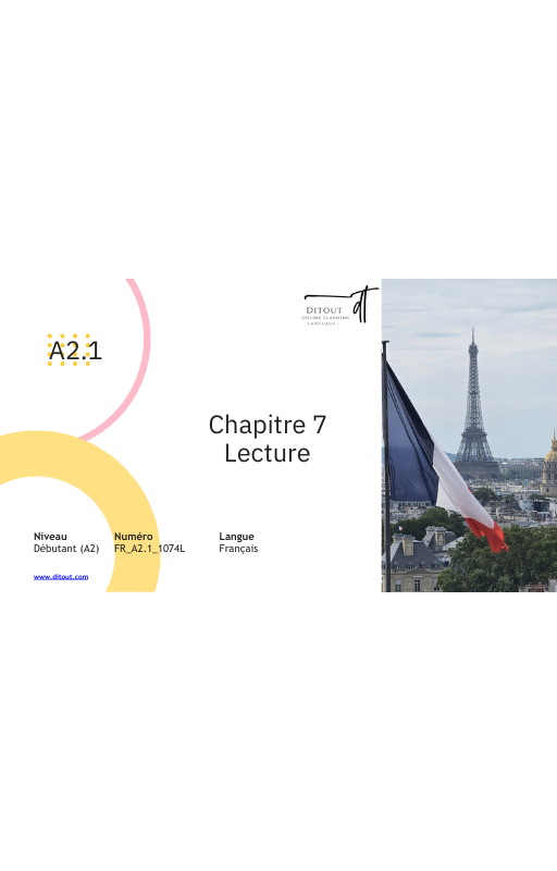 Ressources FLE prêt à l’emploi - Gagnez du temps_Chapitre 7 A2.1 (17 ans et +)